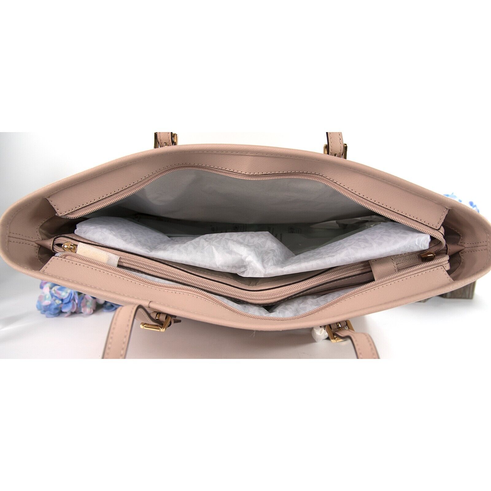 Michael Kors Jaycee Medium Zip Pocket Backpack Light Powder Blush Pink –  Gaby's Bags